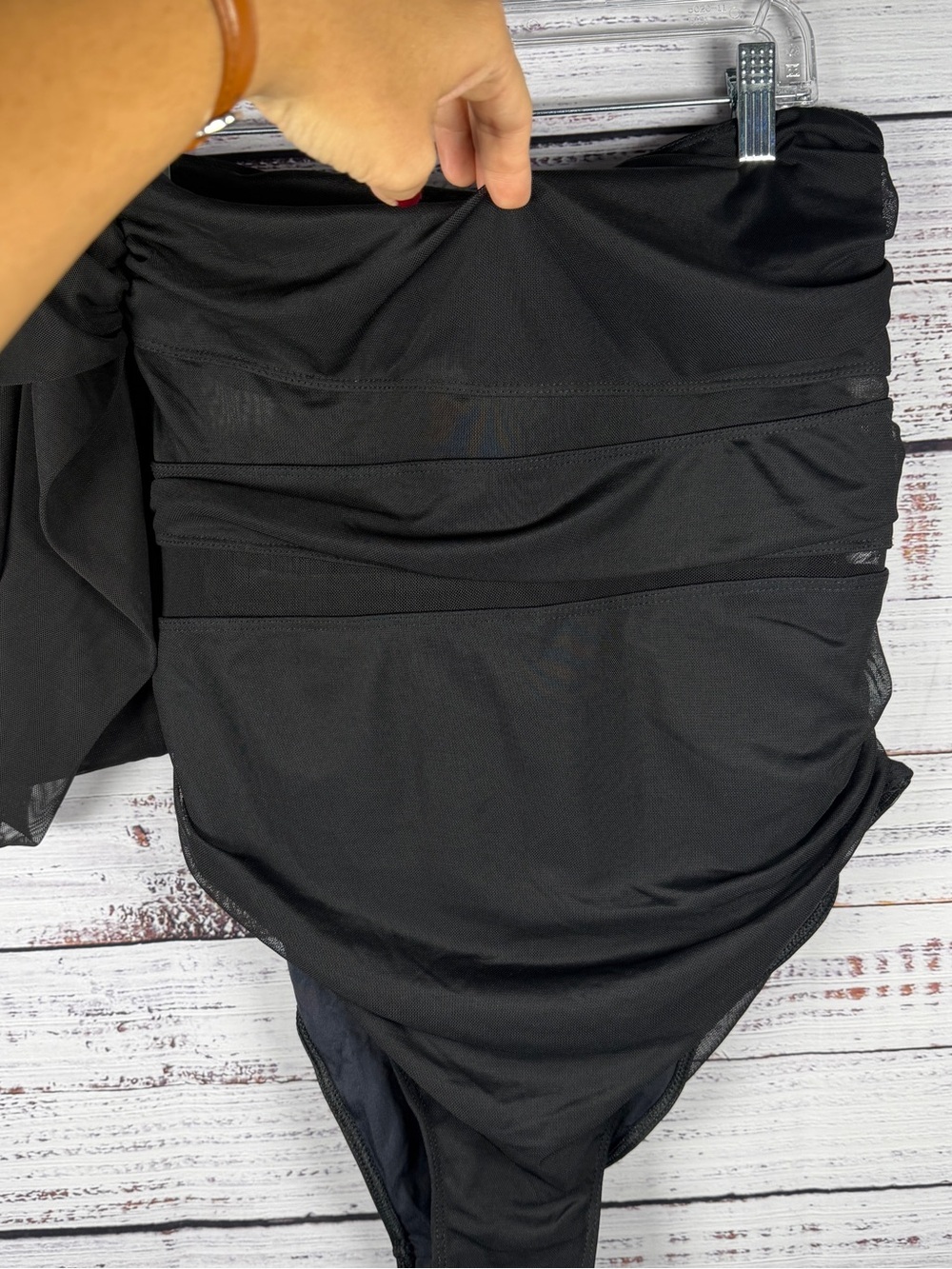 Zara Black One-Shoulder Mesh Panel One-Piece Swimsuit - Picture 3 of 7